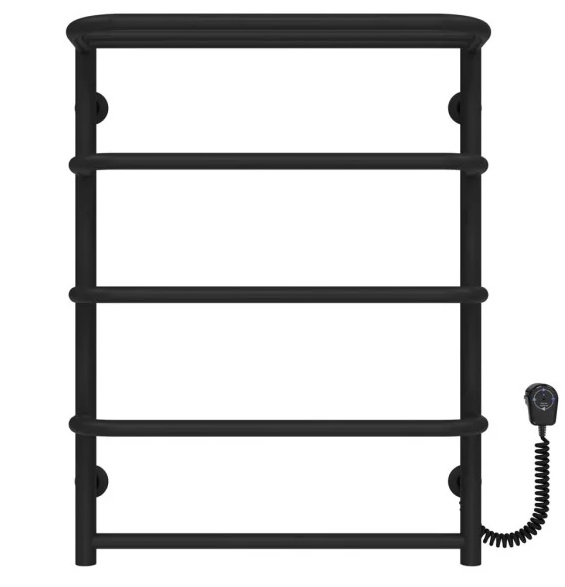 Электрический полотенцесушитель Deffi Стандарт с полкой П5 500х700 правое подключение EF16 черный D.SP.70.50.5.E.B.R.5