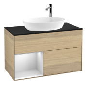 Тумба под раковину Villeroy & Boch Finion 100х50,1 см с подсветкой МДФ шпон дуба/стекло черное матовое F892MTPC