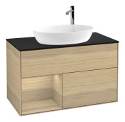 Тумба под раковину Villeroy & Boch Finion 100х50,1 см с подсветкой МДФ шпон дуба/стекло черное матовое F892PCPC