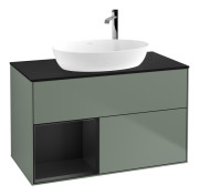 Тумба под раковину Villeroy & Boch Finion 100х50,1 см с подсветкой МДФ оливковый матовый лак/стекло черное матовое F892PDGM