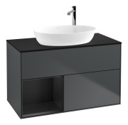 Тумба под раковину Villeroy & Boch Finion 100х50,1 см с подсветкой МДФ темно-синий матовый лак/стекло черное матовое F892PDHG