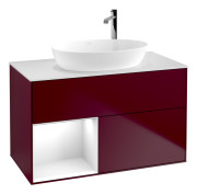 Тумба под раковину Villeroy & Boch Finion 100х50,1 см с подсветкой МДФ пион матовый лак/стекло белое матовое G891GFHB