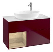 Тумба под раковину Villeroy & Boch Finion 100х50,1 см с подсветкой МДФ пион матовый лак/стекло белое матовое F891PCHB