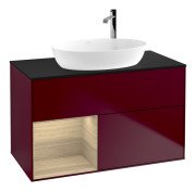 Тумба под раковину Villeroy & Boch Finion 100х50,1 см с подсветкой МДФ пион матовый лак/стекло черное матовое F892PCHB