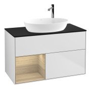 Тумба під раковину Villeroy & Boch Finion 100х50,1 см із підсвічуванням МДФ білий матовий лак/скло чорне матове F892PCMT