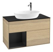 Тумба под раковину Villeroy & Boch Finion 100х50,1 см с подсветкой МДФ шпон дуба/стекло черное матовое F892PDPC