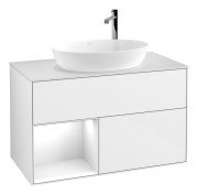 Тумба під раковину Villeroy & Boch Finion 100х50,1 см з підсвіткою МДФ білий глянцевий лак/скло біле матове G891GFGF