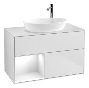 Тумба под раковину Villeroy & Boch Finion 100х50,1 см с подсветкой МДФ белый матовый лак/стекло белое матовое G891GFMT