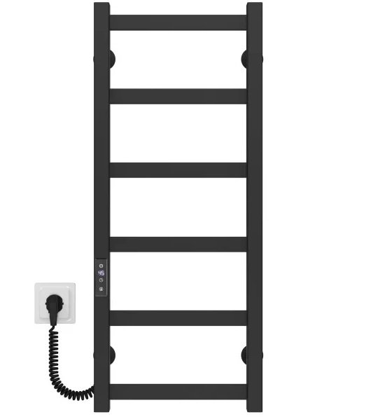 Электрический полотенцесушитель Deffi Avast П6 400х800 левое подключение JD04 черный B.AV.80.40.6.E.B.L.2