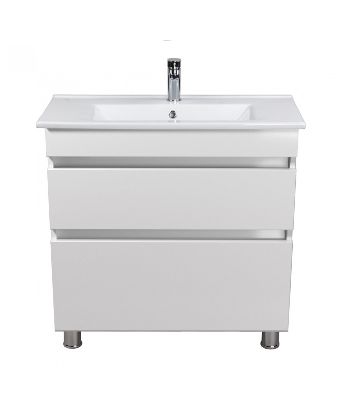 Тумба напольная Мойдодыр MoonShine 80 с раковиной Creavit Su-80 ДСП белый глянец 00-0008659