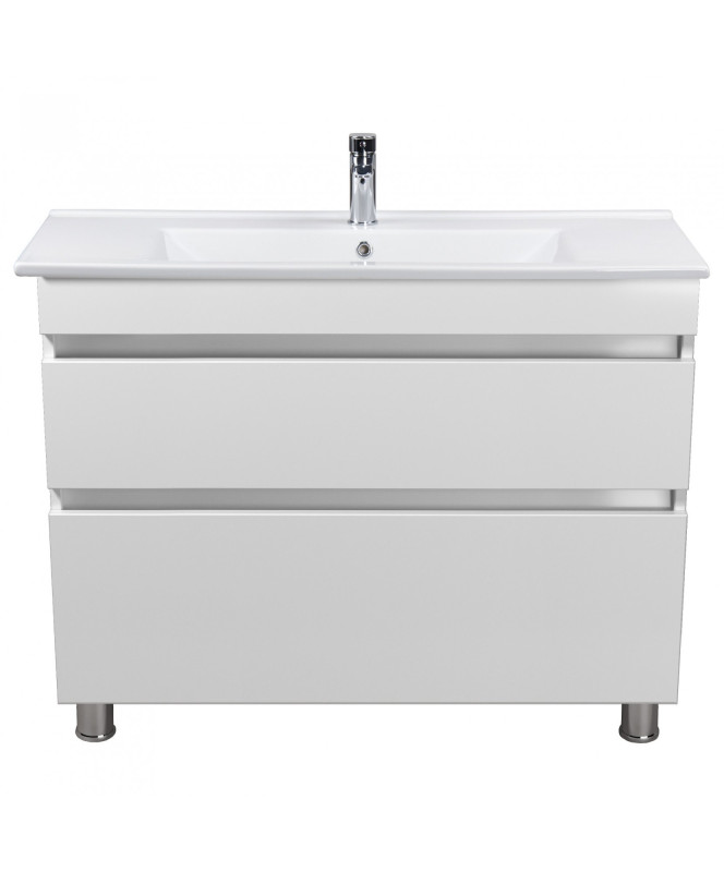 Тумба напольная Мойдодыр MoonShine 100 с раковиной Creavit Su-100 ДСП белый глянец 00-0008660