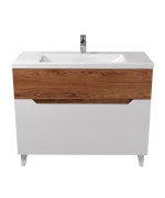 Тумба напольная Мойдодыр Colibri 100 с раковиной Cosmo ДСП/МДФ белый глянец/французский орех 00-00004271