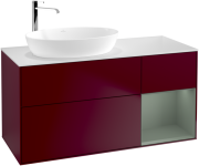 Тумба под раковину Villeroy & Boch Finion 120х50,1 см с подсветкой МДФ пион матовый лак/стекло белое матовое F931GMHB