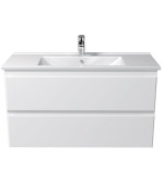 Тумба подвесная Мойдодыр Unik 100-A с раковиной Creavit Su-100 ДСП/МДФ белый глянец 00-0009167