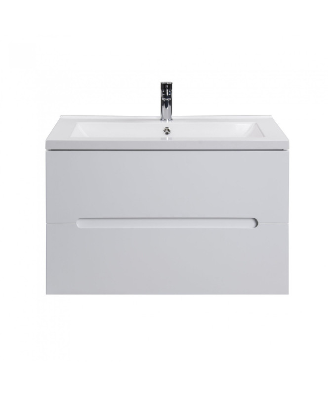 Тумба подвесная Мойдодыр Octavio 80-A с раковиной Cosmopolitan ДСП/МДФ белый глянец 00-0006531