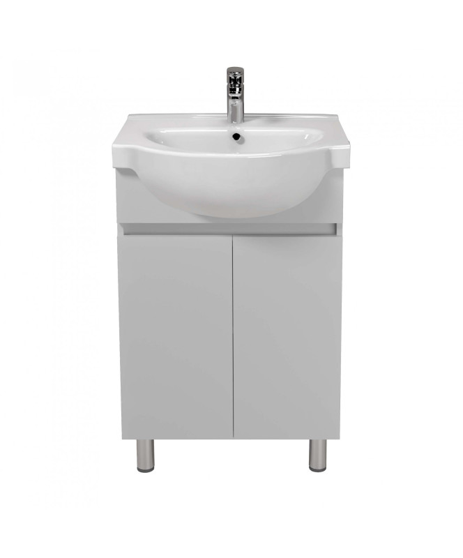 Тумба напольная Мойдодыр Temp 55 с раковиной Freja ДСП/МДФ белый глянец 00-0008085