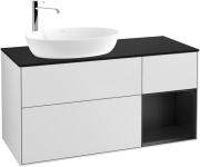 Тумба під раковину Villeroy & Boch Finion 120х50,1 см із підсвічуванням МДФ білий матовий лак/скло чорне матове F932PDMT