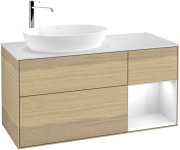 Тумба під раковину Villeroy & Boch Finion 120х50,1 см із підсвічуванням МДФ шпон дуба/скло біле матове F931GFPC