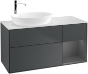 Тумба під раковину Villeroy & Boch Finion 120х50,1 см із підсвічуванням МДФ темно-синій матовий лак/скло біле матове F931GKHG