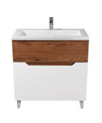 Тумба напольная Мойдодыр Colibri 80 с раковиной Cosmo ДСП/МДФ белый глянец/французский орех 00-00004270