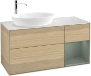 Тумба под раковину Villeroy & Boch Finion 120х50,1 см с подсветкой МДФ шпон дуба/стекло белое матовое F931GMPC