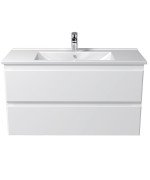 Тумба подвесная Мойдодыр Unik 100-A с раковиной Creavit Su-100 ДСП/МДФ белый глянец 00-0009167