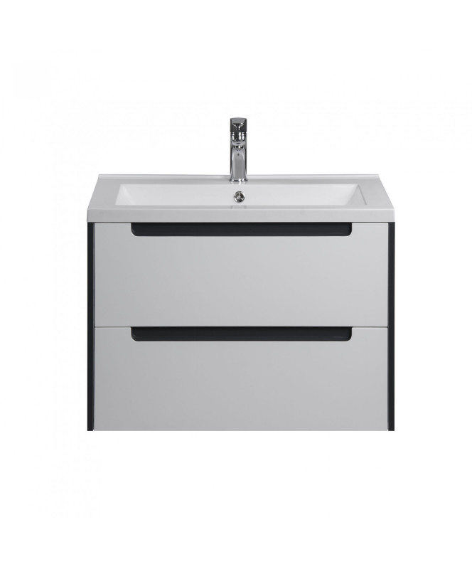 Тумба подвесная Мойдодыр Paula 60-A с раковиной Cosmopolitan ДСП/МДФ белый глянец/графит глянцевый 00-0006524