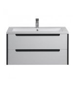 Тумба подвесная Мойдодыр Paula 100-A с раковиной Cosmopolitan ДСП/МДФ белый глянец/графит глянцевый 00-0006534