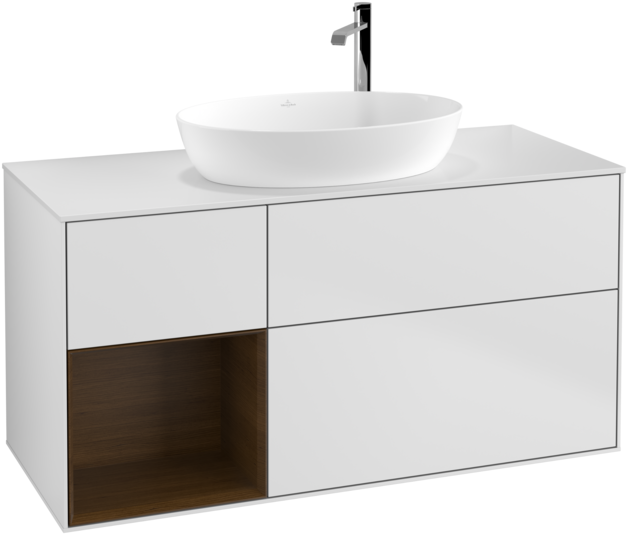 Тумба под раковину Villeroy & Boch Finion 120х50,1 см с подсветкой МДФ белый матовый лак/стекло белое матовое G941GNMT