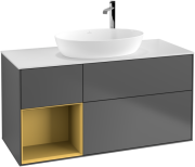 Тумба под раковину Villeroy & Boch Finion 120х50,1 см с подсветкой МДФ антрацит матовый лак/стекло белое матовое G941HFGK