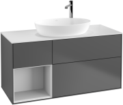 Тумба под раковину Villeroy & Boch Finion 120х50,1 см с подсветкой МДФ антрацит матовый лак/стекло белое матовое G941MTGK