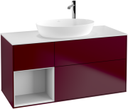 Тумба под раковину Villeroy & Boch Finion 120х50,1 см с подсветкой МДФ пион матовый лак/стекло белое матовое G941MTHB