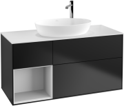 Тумба под раковину Villeroy & Boch Finion 120х50,1 см с подсветкой МДФ черный матовый лак/стекло белое матовое G941MTPD