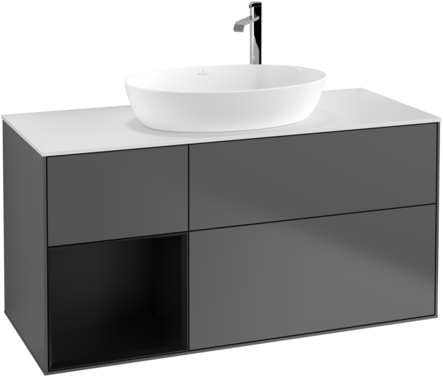 Тумба под раковину Villeroy & Boch Finion 120х50,1 см с подсветкой МДФ антрацит матовый лак/стекло белое матовое G941PDGK