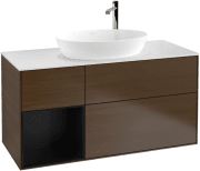 Тумба под раковину Villeroy & Boch Finion 120х50,1 см с подсветкой МДФ шпон грецкого ореха/стекло белое матовое G941PDGN