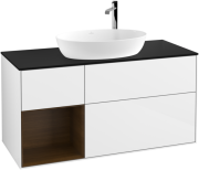 Тумба под раковину Villeroy & Boch Finion 120х50,1 см с подсветкой МДФ глянцевый белый лак/стекло черное матовое G942GNGF