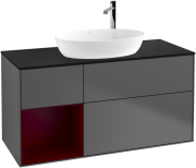 Тумба под раковину Villeroy & Boch Finion 120х50,1 см с подсветкой МДФ антрацит матовый лак/стекло черное матовое G942HBGK