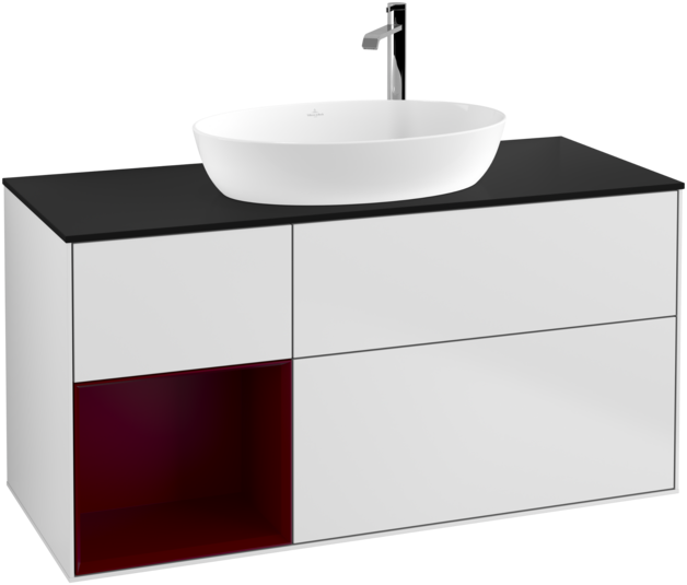 Тумба под раковину Villeroy & Boch Finion 120х50,1 см с подсветкой МДФ белый матовый лак/стекло черное матовое G942HBMT