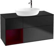 Тумба под раковину Villeroy & Boch Finion 120х50,1 см с подсветкой МДФ черный матовый лак/стекло черное матовое G942HBPD