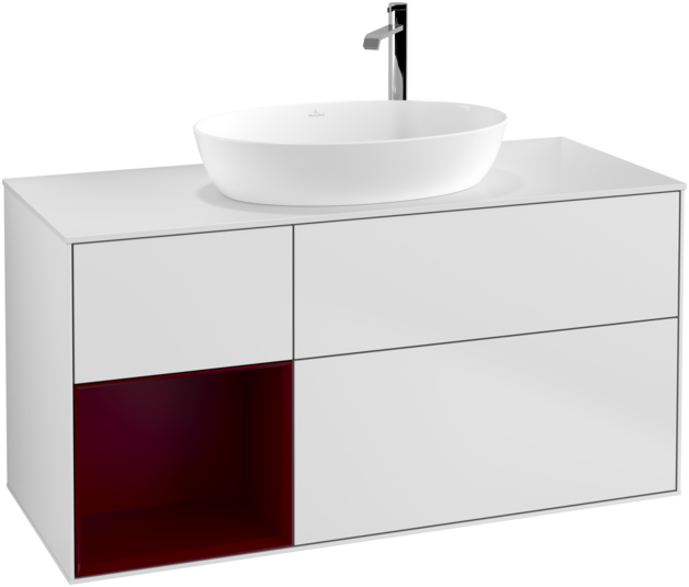 Тумба под раковину Villeroy & Boch Finion 120х50,1 см с подсветкой МДФ белый матовый лак/стекло белое матовое G941HBMT