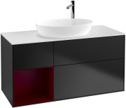 Тумба под раковину Villeroy & Boch Finion 120х50,1 см с подсветкой МДФ черный матовый лак/стекло белое матовое G941HBPD