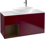 Тумба под раковину Villeroy & Boch Finion 120х50,1 см с подсветкой МДФ пион матовый лак/стекло белое матовое G941GNHB