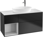 Тумба під раковину Villeroy & Boch Finion 120х50,1 см із підсвічуванням МДФ чорний матовий лак/скло біле матове G941MTPD