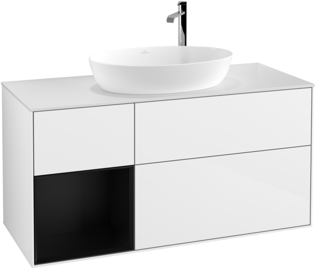 Тумба под раковину Villeroy & Boch Finion 120х50,1 см с подсветкой МДФ глянцевый белый лак/стекло белое матовое G941PDGF