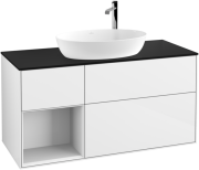 Тумба под раковину Villeroy & Boch Finion 120х50,1 см с подсветкой МДФ глянцевый белый лак/стекло черное матовое G942GFGF