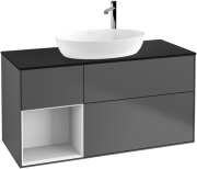 Тумба под раковину Villeroy & Boch Finion 120х50,1 см с подсветкой МДФ антрацит матовый лак/стекло черное матовое G942GFGK