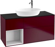 Тумба под раковину Villeroy & Boch Finion 120х50,1 см с подсветкой МДФ пион матовый лак/стекло черное матовое G942GFHB