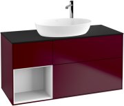 Тумба под раковину Villeroy & Boch Finion 120х50,1 см с подсветкой МДФ пион матовый лак/стекло черное матовое G942GFHB