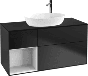 Тумба під раковину Villeroy & Boch Finion 120х50,1 см з підсвічуванням МДФ чорний матовий лак/скло чорне матове G942GFPD
