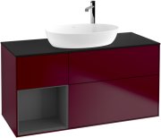 Тумба під раковину Villeroy & Boch Finion 120х50,1 см з підсвічуванням МДФ півонія матовий лак/скло чорне матове G942GKHB